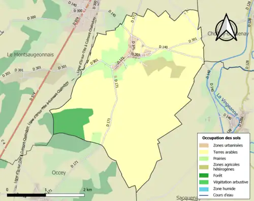 Carte en couleurs présentant l'occupation des sols.