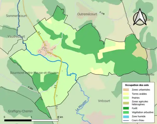 Carte en couleurs présentant l'occupation des sols.