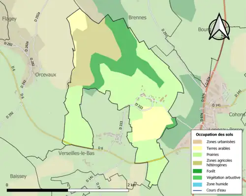 Carte en couleurs présentant l'occupation des sols.
