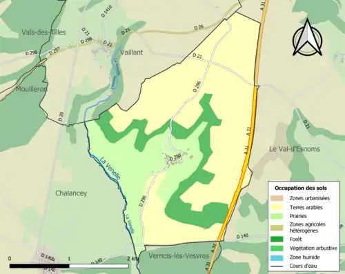 Carte en couleurs présentant l'occupation des sols.