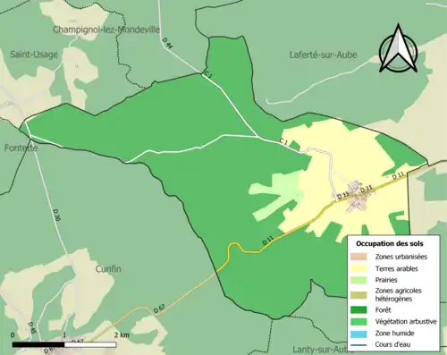 Carte en couleurs présentant l'occupation des sols.