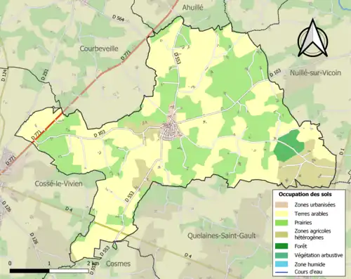 Carte en couleurs présentant l'occupation des sols.