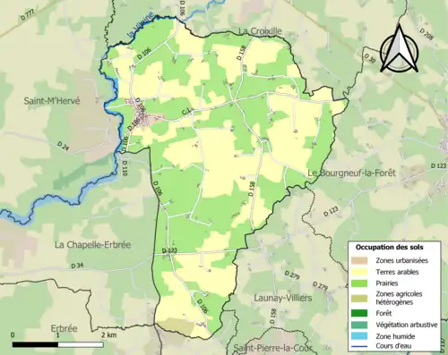 Carte en couleurs présentant l'occupation des sols.