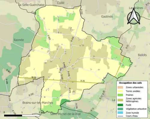 Carte en couleurs présentant l'occupation des sols.