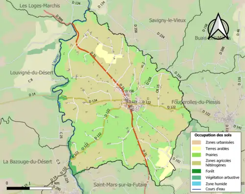 Carte en couleurs présentant l'occupation des sols.