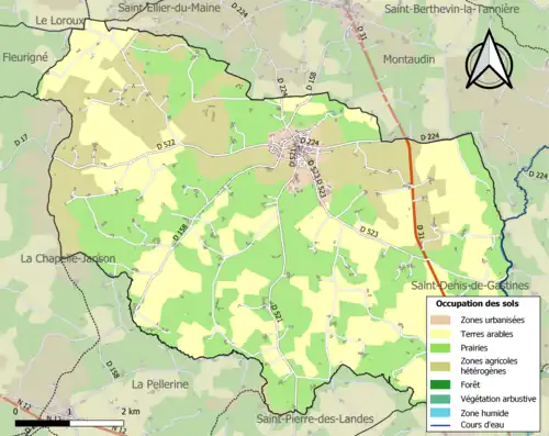 Carte en couleurs présentant l'occupation des sols.