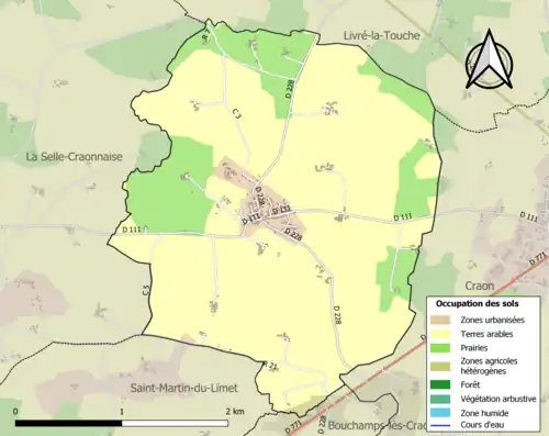 Carte en couleurs présentant l'occupation des sols.