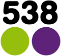 Logo de Radio 538 (538 de 2012 à 2013) du 3 septembre 2012 au 12 mai 2014.