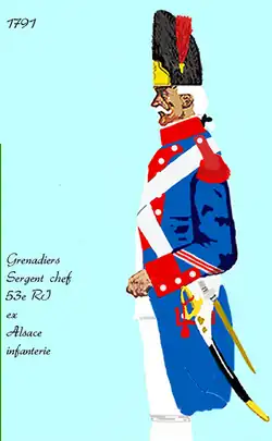 sergent de grenadier du 53e&nbsp;régiment d’infanterie de ligne de 1791 à 1792