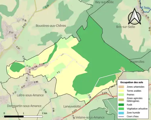 Carte en couleurs présentant l'occupation des sols.