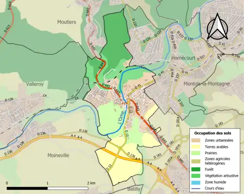 Carte en couleurs présentant l'occupation des sols.