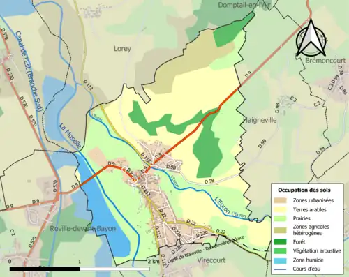 Carte en couleurs présentant l'occupation des sols.