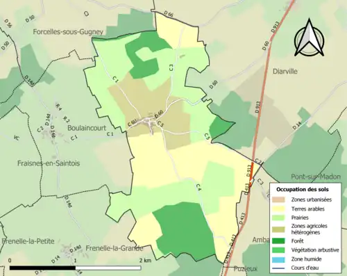 Carte en couleurs présentant l'occupation des sols.