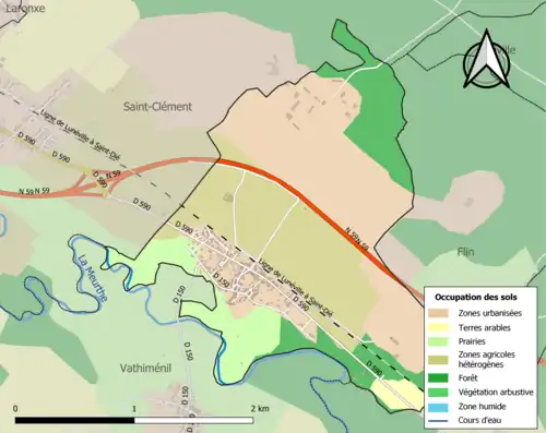 Carte en couleurs présentant l'occupation des sols.