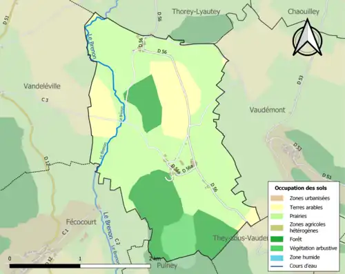 Carte en couleurs présentant l'occupation des sols.