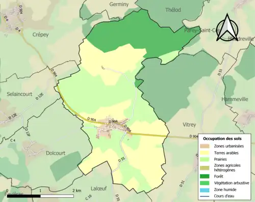 Carte en couleurs présentant l'occupation des sols.