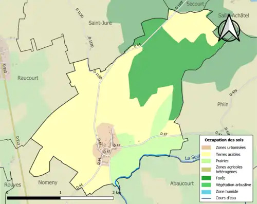 Carte en couleurs présentant l'occupation des sols.