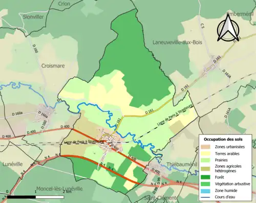 Carte en couleurs présentant l'occupation des sols.