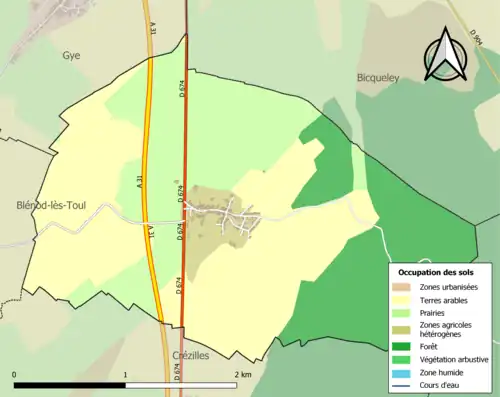 Carte en couleurs présentant l'occupation des sols.