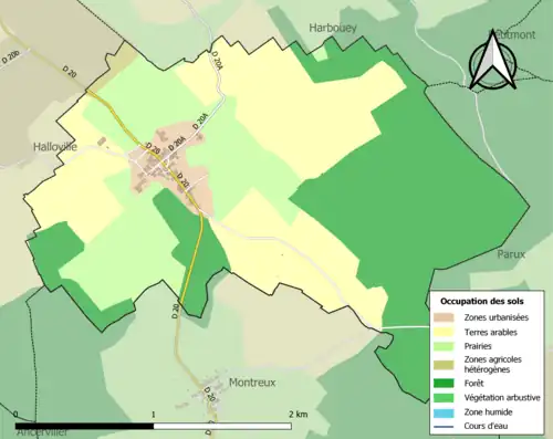 Carte en couleurs présentant l'occupation des sols.