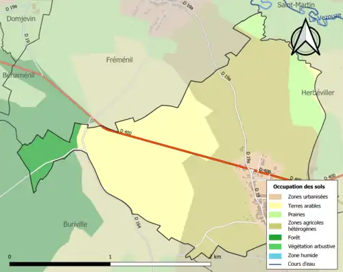 Carte en couleurs présentant l'occupation des sols.