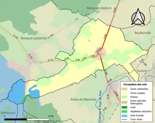 Carte en couleurs présentant l'occupation des sols.