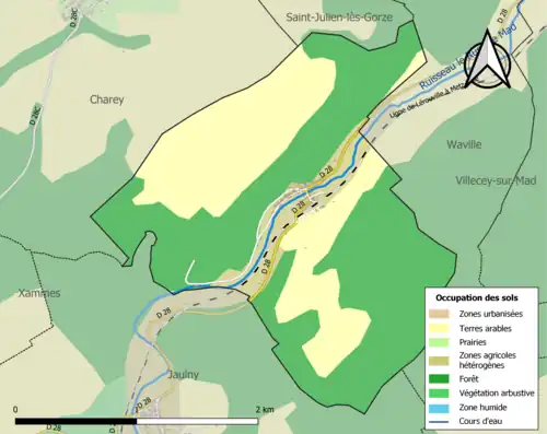 Carte en couleurs présentant l'occupation des sols.