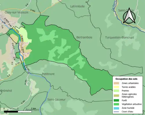 Carte en couleurs présentant l'occupation des sols.