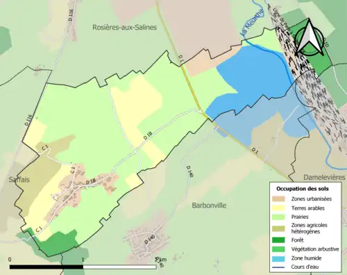 Carte en couleurs présentant l'occupation des sols.