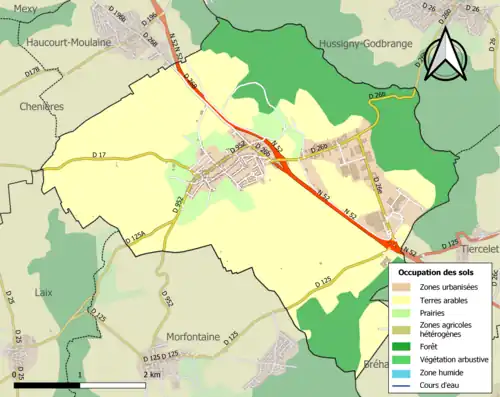Carte en couleurs présentant l'occupation des sols.
