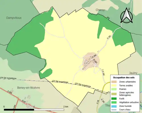 Carte en couleurs présentant l'occupation des sols.