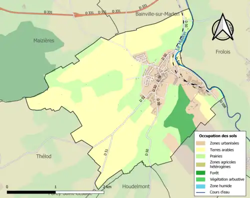 Carte en couleurs présentant l'occupation des sols.
