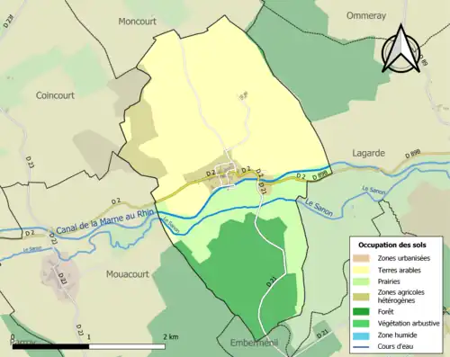 Carte en couleurs présentant l'occupation des sols.