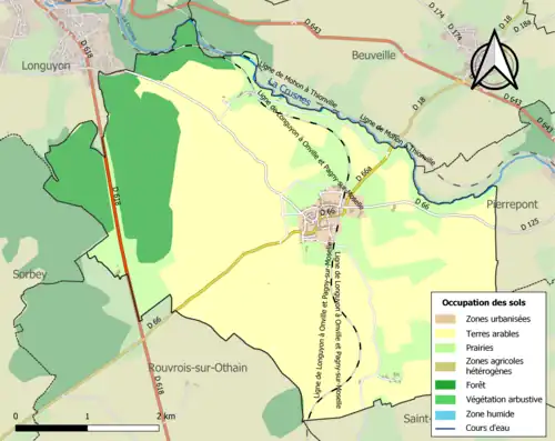 Carte en couleurs présentant l'occupation des sols.