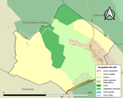 Carte en couleurs présentant l'occupation des sols.