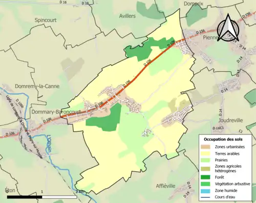 Carte en couleurs présentant l'occupation des sols.