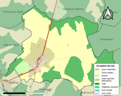 Carte en couleurs présentant l'occupation des sols.