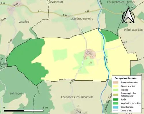 Carte en couleurs présentant l'occupation des sols.