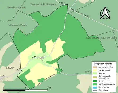 Carte en couleurs présentant l'occupation des sols.
