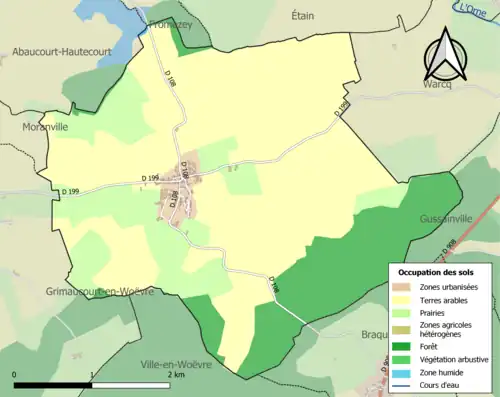 Carte en couleurs présentant l'occupation des sols.