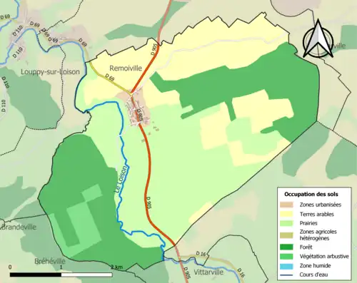 Carte en couleurs présentant l'occupation des sols.