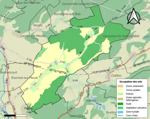 Carte en couleurs présentant l'occupation des sols.