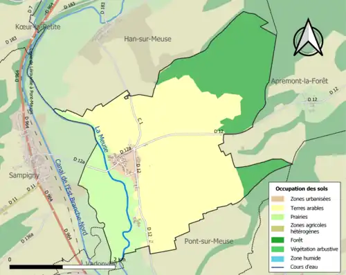 Carte en couleurs présentant l'occupation des sols.