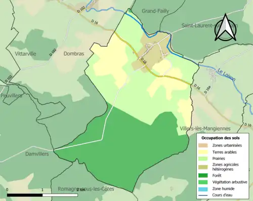 Carte en couleurs présentant l'occupation des sols.