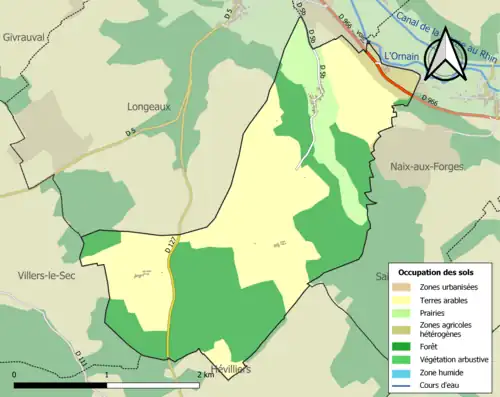 Carte en couleurs présentant l'occupation des sols.
