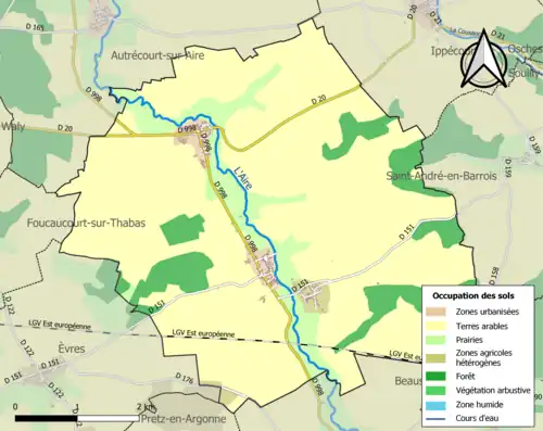 Carte en couleurs présentant l'occupation des sols.
