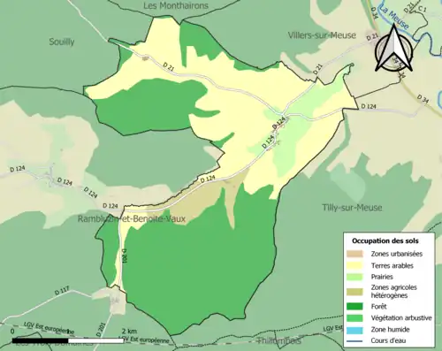 Carte en couleurs présentant l'occupation des sols.