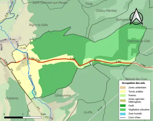Carte en couleurs présentant l'occupation des sols.