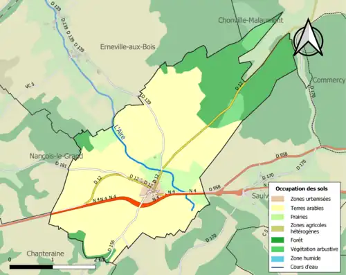 Carte en couleurs présentant l'occupation des sols.