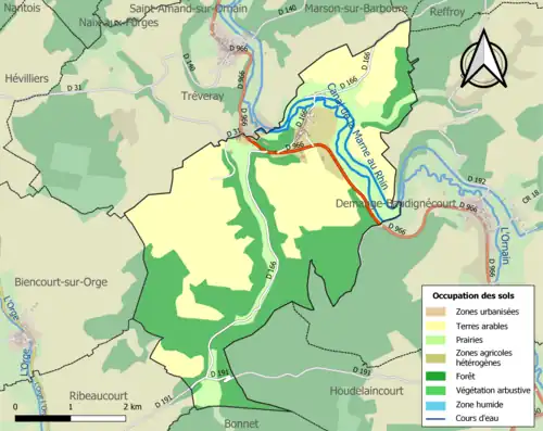 Carte en couleurs présentant l'occupation des sols.